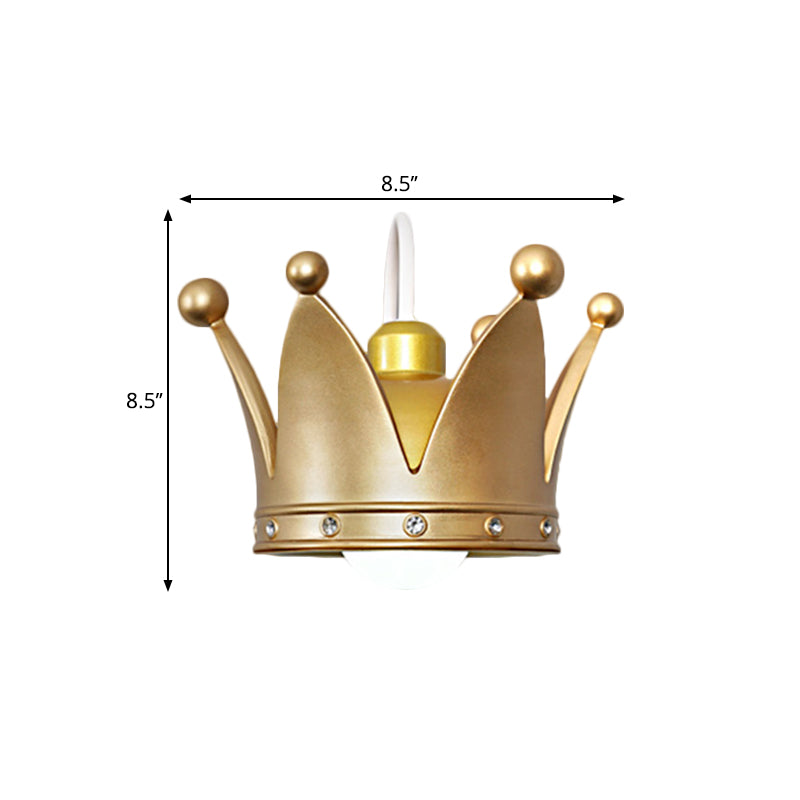 Vivolux | Crown Kinder Schlafzimmer Wand sconce Metall 1-Birne Kinder Stil Wand montierte Licht in Gold/Pink