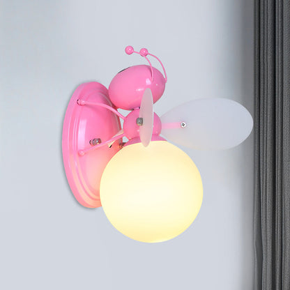 Vivolux | Opaline Glazen Bal Wandlamp Cartoon 1 Licht Roze/Geel Wandlamp Verlichting met Bij Ontwerp