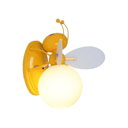 Vivolux | Opaline Glazen Bal Wandlamp Cartoon 1 Licht Roze/Geel Wandlamp Verlichting met Bij Ontwerp
