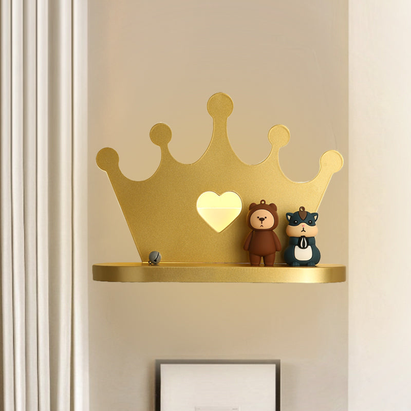 Vivolux | Crown Wandlamp Verlichting Kinderstijl Metaal LED Roze/Goud Wandgemonteerd Licht voor Aan Tafel