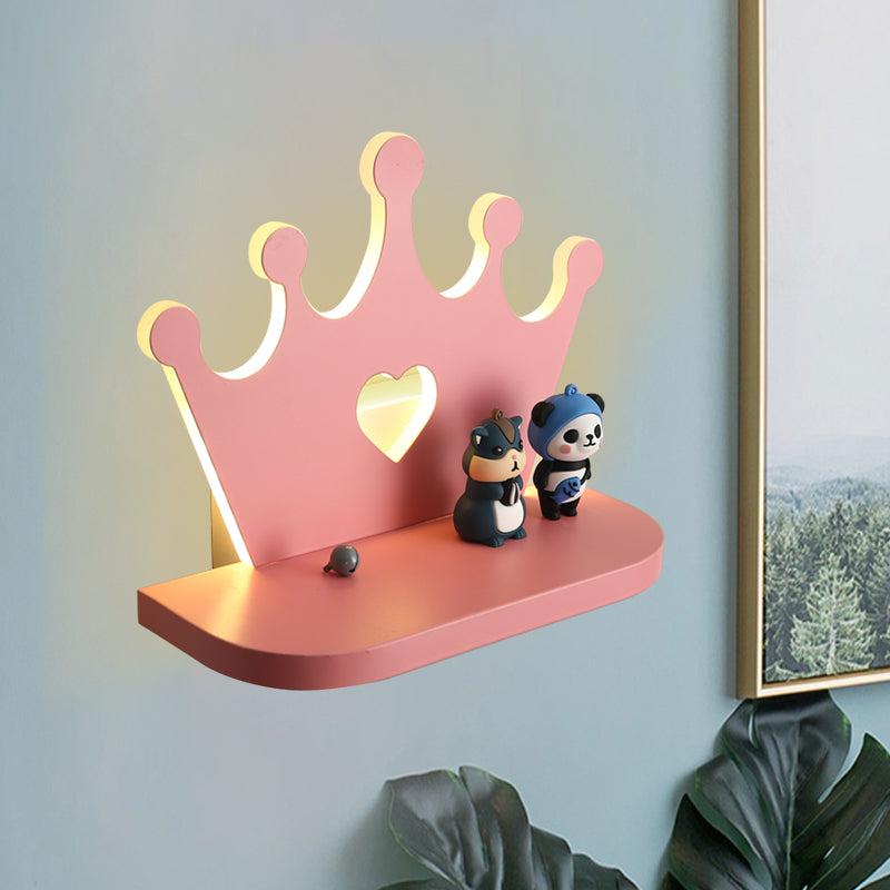 Vivolux | Crown Wandlamp Verlichting Kinderstijl Metaal LED Roze/Goud Wandgemonteerd Licht voor Aan Tafel