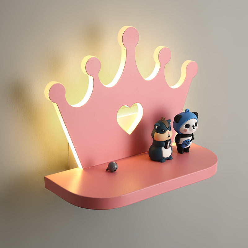 Vivolux | Crown Wandlamp Verlichting Kinderstijl Metaal LED Roze/Goud Wandgemonteerd Licht voor Aan Tafel