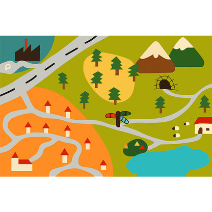 Vivolux | Kinderkarten Muster Teppich Grün Polyester Teppich Waschbar Tierfreundlich Rutschfester Bereichsteppich für das Kinderzimmer