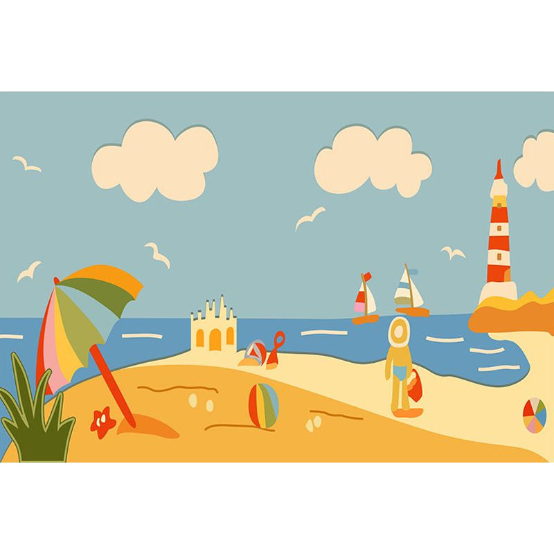 Vivolux | Kinderen Plant Patroon Tapijt Groen en Blauw Polyester Tapijt Wasbaar Huisdiervriendelijk Antislip Vloerkleed voor de Kinderkamer