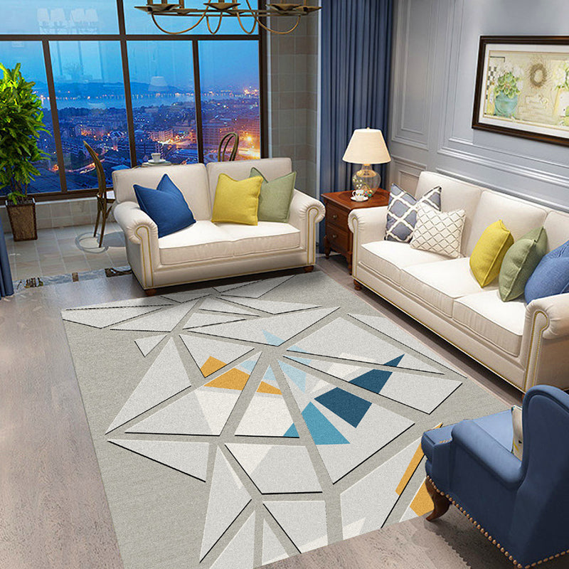 Vivolux | Multicolor Modernist Teppich Polyester Geometrisches Muster Teppich Haustierfreundlich Maschinenwaschbar Rutschfeste Rückseite Teppich zur Dekoration