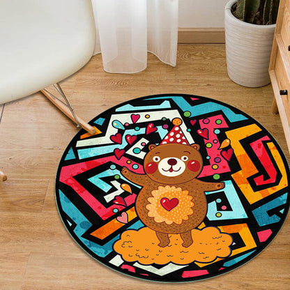 Vivolux | Bunter Cartoon Tiermuster Teppich mit Fischen Multicolor Kinderteppich Polyester Waschbar Haustierfreundlicher Antirutsch-Teppich für das Kinderzimmer