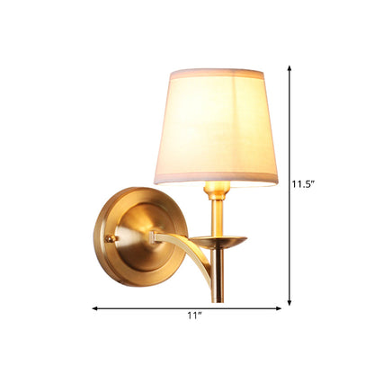 Vivolux | 1 Kopf Tapered Shade Wandlampe im traditionellen Stil, Stoff Metall Wandleuchte in Gold für Kinderzimmer