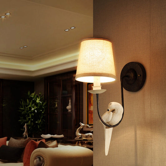 Vivolux | Verpleegkamer Tapered Shade Wandlamp Stof Traditionele Witte Wandsteen met Duif Decoratie