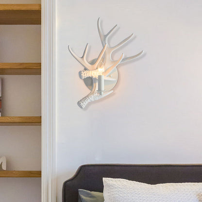 Vivolux | Rustikale Stil Geweih Wandlampe Harz Einzellicht Wandleuchten Licht in Weiß-Finish für Inn Villa