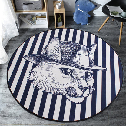 Vivolux | Kinderkatzen-Designteppich Blau und Pink Polyester Teppich Waschbar Haustierfreundlich Rutschfester Teppich für das Kinderzimmer