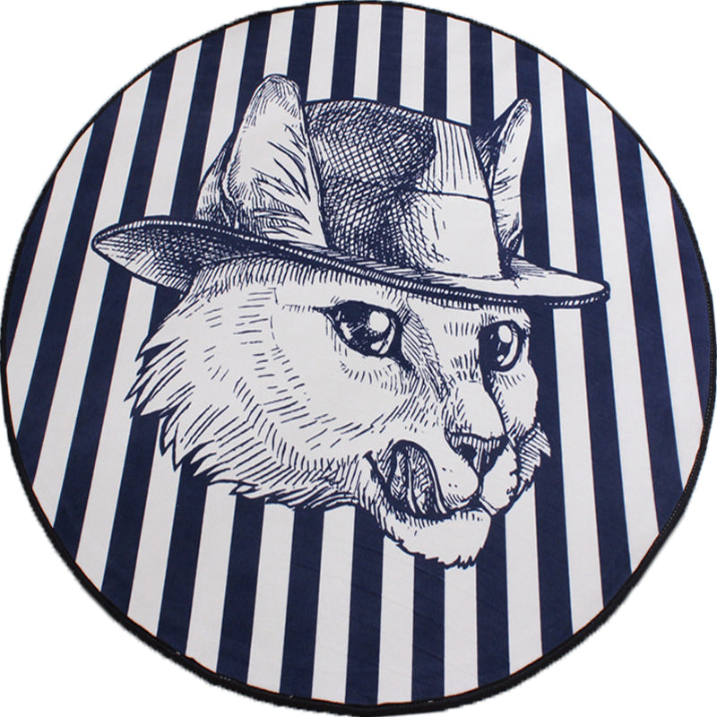 Vivolux | Kinderkatzen-Designteppich Blau und Pink Polyester Teppich Waschbar Haustierfreundlich Rutschfester Teppich für das Kinderzimmer