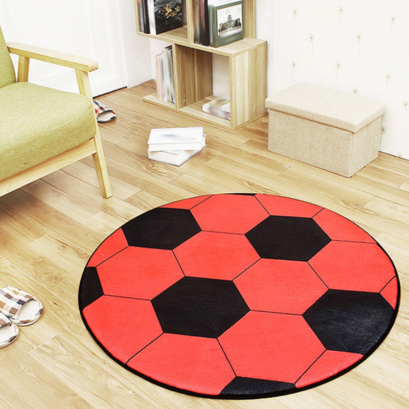 Vivolux | Wit en Rood Kinder Tapijt Polyester Basketbal en Voetbal Patroon Tapijt Hondenvriendelijk Wasbaar Antislip Onderzijde Tapijt voor Decoratie