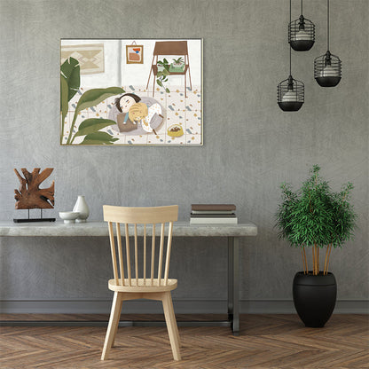 Vivolux | Pastel kleur Cartoon Kat Schilderij Textuur Hedendaagse Stijl Eetkamer Wandkunst