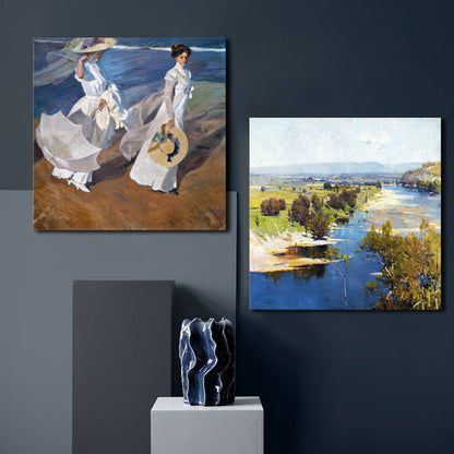 Vivolux | Impressionismus Küstenmädchen Kunstdruck Leinwand Helle Farbe Ölgemälde Wanddeko