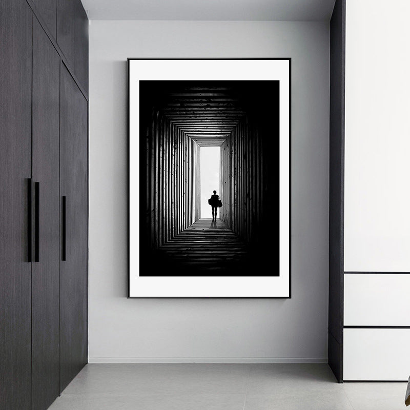 Vivolux | Illustration Optische Illusion Kunst Moderne Stil Leinwand Texturiert Wanddruck in Schwarz
