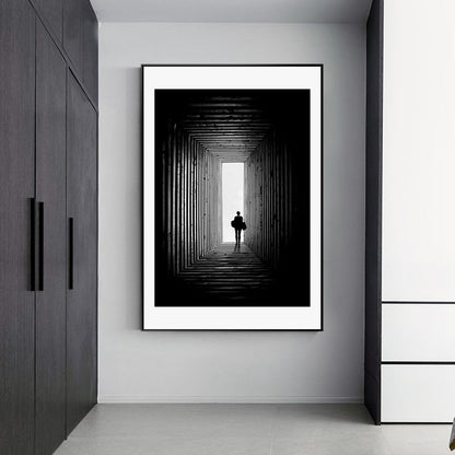 Vivolux | Illustration Optische Illusion Kunst Moderne Stil Leinwand Texturiert Wanddruck in Schwarz