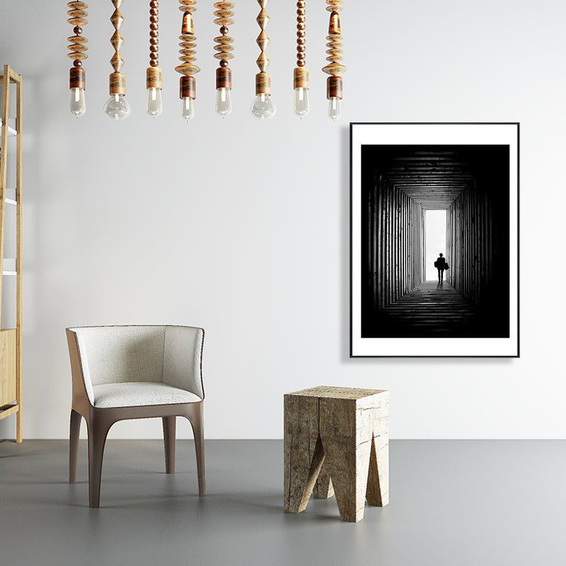 Vivolux | Illustration Optische Illusion Kunst Moderne Stil Leinwand Texturiert Wanddruck in Schwarz