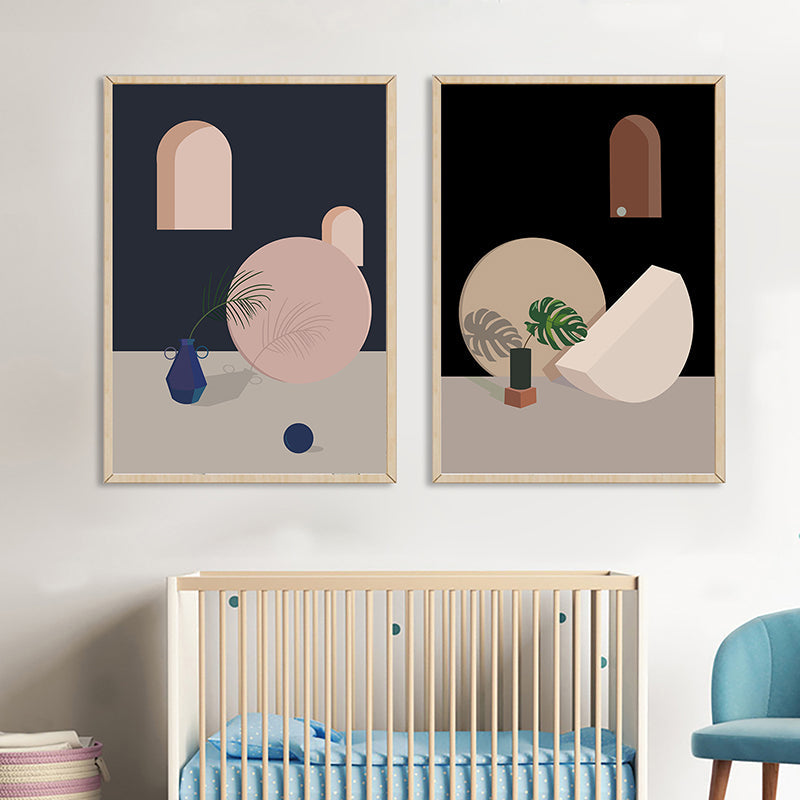 Vivolux | Töpferei und Geometrie Wanddekor in Pastellfarbe Nordic Style Leinwand für Wohnzimmer