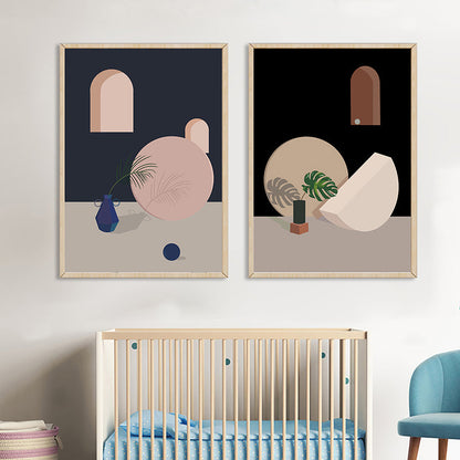 Vivolux | Töpferei und Geometrie Wanddekor in Pastellfarbe Nordic Style Leinwand für Wohnzimmer
