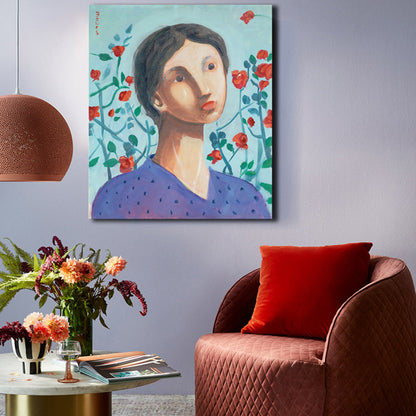 Vivolux | Figurenmuster Wanddekoration Abstrakter Expressionismus Leinwand Texturierte Kunstdruck in sanften Farben