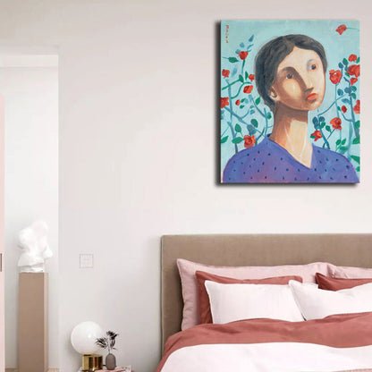 Vivolux | Figurenmuster Wanddekoration Abstrakter Expressionismus Leinwand Texturierte Kunstdruck in sanften Farben