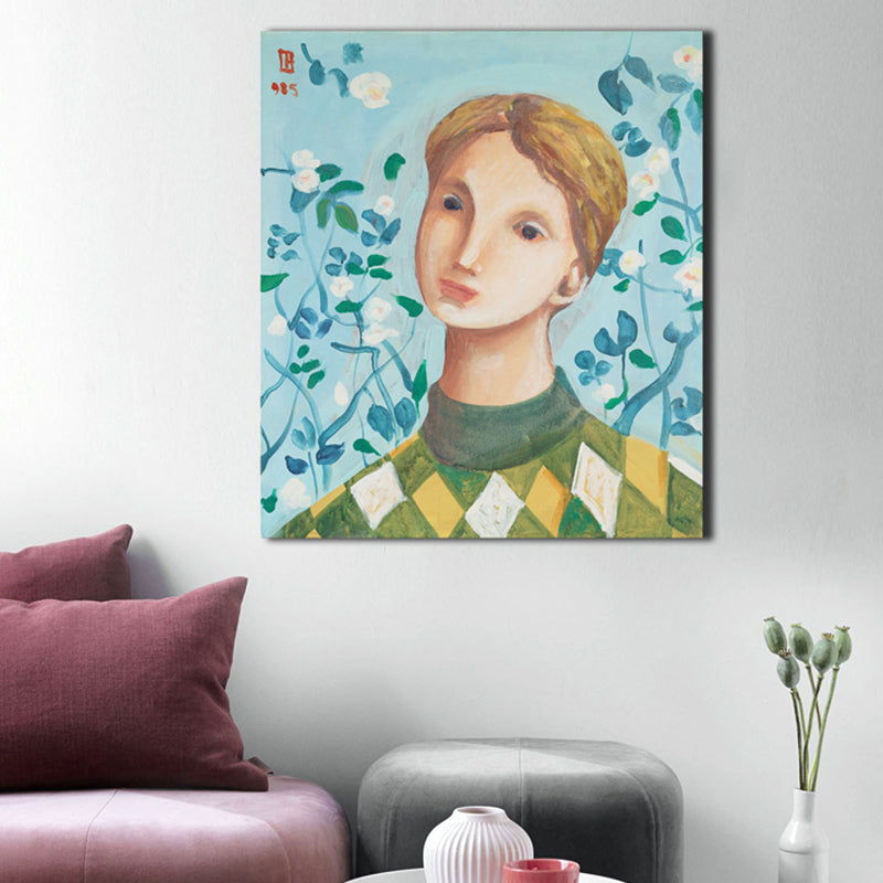 Vivolux | Figurenmuster Wanddekoration Abstrakter Expressionismus Leinwand Texturierte Kunstdruck in sanften Farben