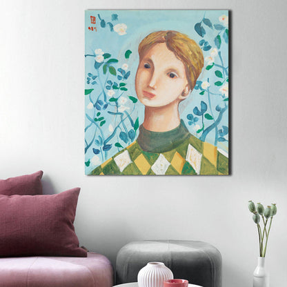 Vivolux | Figurenmuster Wanddekoration Abstrakter Expressionismus Leinwand Texturierte Kunstdruck in sanften Farben