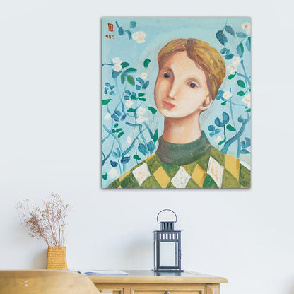 Vivolux | Figurenmuster Wanddekoration Abstrakter Expressionismus Leinwand Texturierte Kunstdruck in sanften Farben