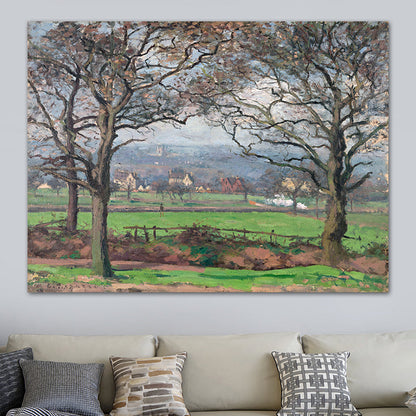 Vivolux | Leinwand Texturiertes Kunstdruck Impressionismus Schlichte Dorf Landschaft Gemälde, Mehrere Größen