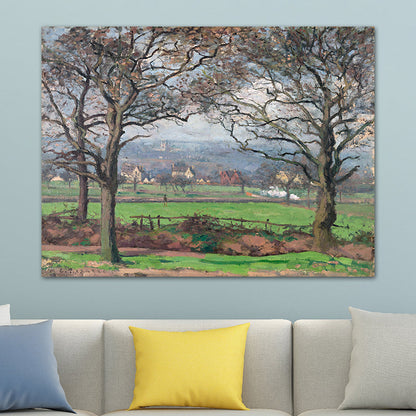 Vivolux | Leinwand Texturiertes Kunstdruck Impressionismus Schlichte Dorf Landschaft Gemälde, Mehrere Größen