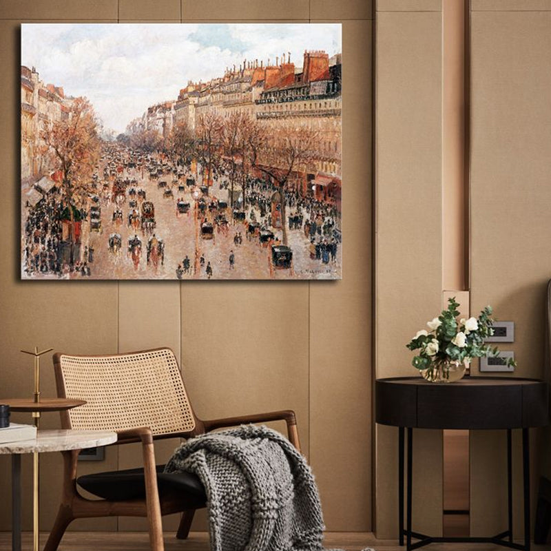 Vivolux | Impressionismus Stil Stadtlandschaft Leinwand Pastellfarbe Badezimmer Kunstdruck, Mehrere Größen