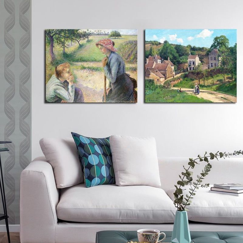 Vivolux | Impressionismus Stil Stadtlandschaft Leinwand Pastellfarbe Badezimmer Kunstdruck, Mehrere Größen