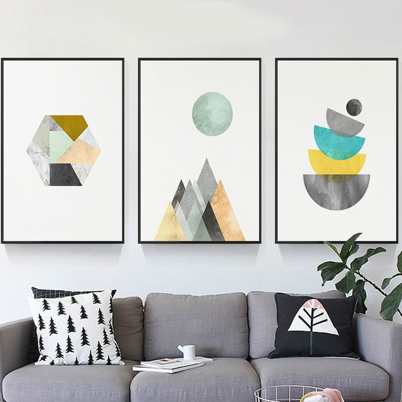 Vivolux | Weißes Fantasie Geometrie Muster Leinwand Texturiert Zeitgenössischer Stil Badezimmer Malerei