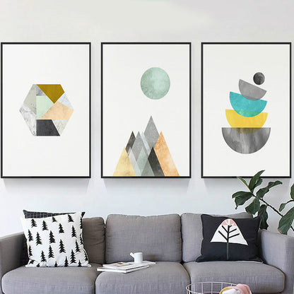 Vivolux | Weißes Fantasie Geometrie Muster Leinwand Texturiert Zeitgenössischer Stil Badezimmer Malerei