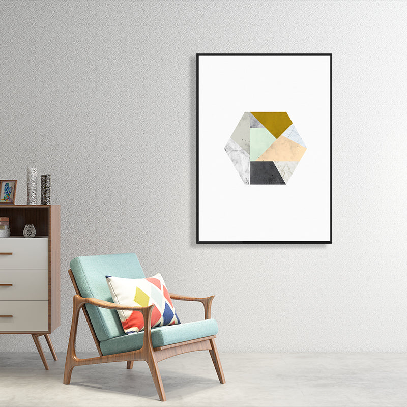 Vivolux | Weißes Fantasie Geometrie Muster Leinwand Texturiert Zeitgenössischer Stil Badezimmer Malerei