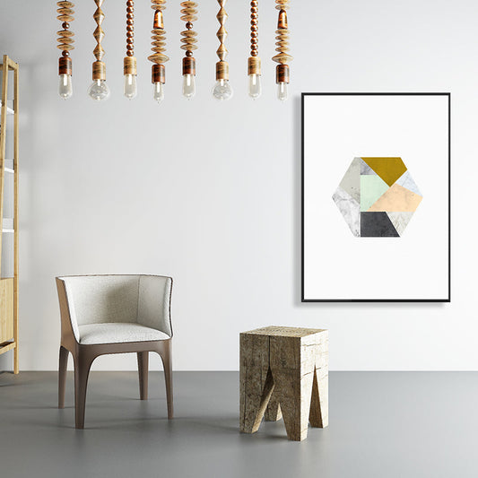 Vivolux | Weißes Fantasie Geometrie Muster Leinwand Texturiert Zeitgenössischer Stil Badezimmer Malerei
