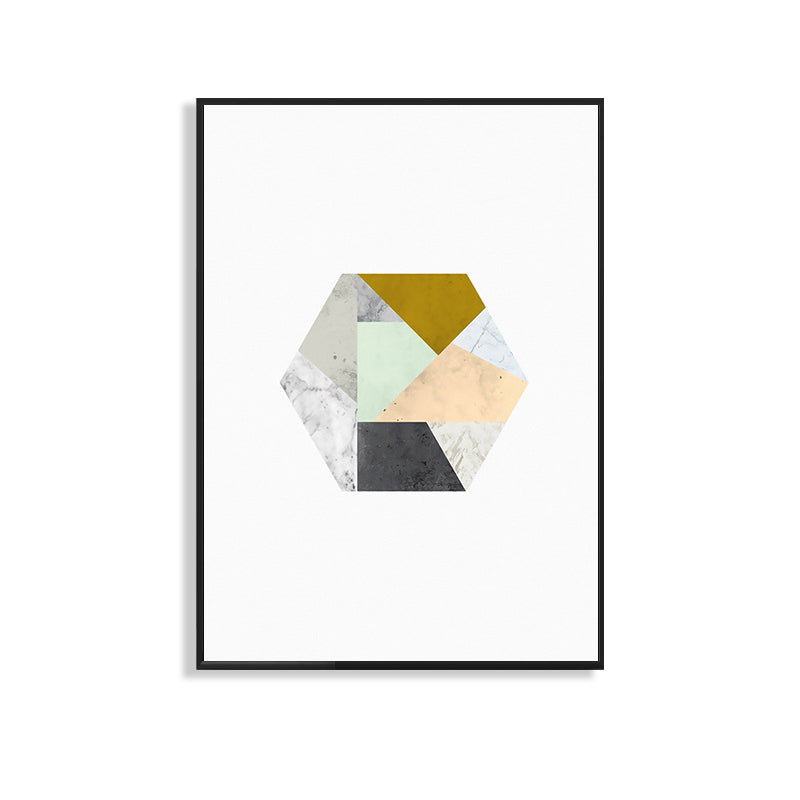 Vivolux | Weißes Fantasie Geometrie Muster Leinwand Texturiert Zeitgenössischer Stil Badezimmer Malerei