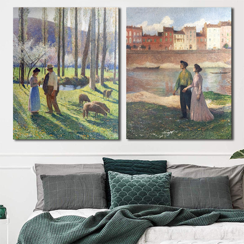 Vivolux | Texturiertes Ausflugspaar Kunstdruck Impressionismus Leinwand Wandkunst Dekor, mehrere Größen