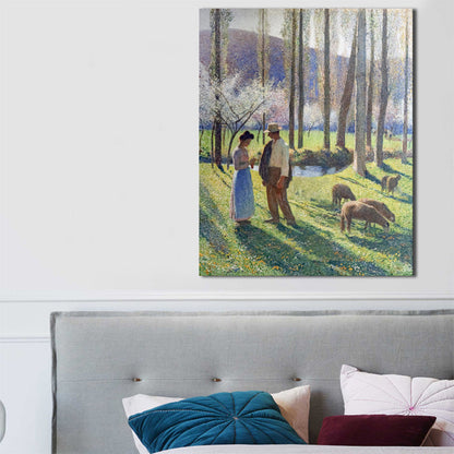 Vivolux | Texturiertes Ausflugspaar Kunstdruck Impressionismus Leinwand Wandkunst Dekor, mehrere Größen