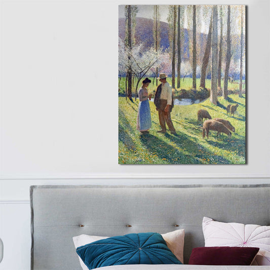 Vivolux | Texturiertes Ausflugspaar Kunstdruck Impressionismus Leinwand Wandkunst Dekor, mehrere Größen
