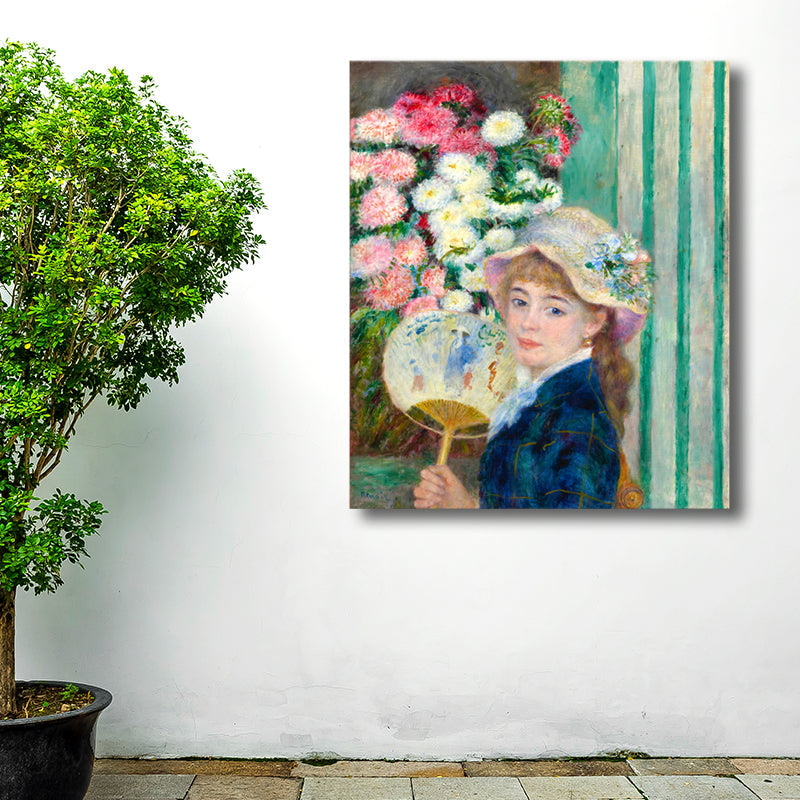 Vivolux | Texturiertes Dienstmädchen und Blumen Malerei Leinwand Impressionismus Stil Wanddruck für Spielzimmer