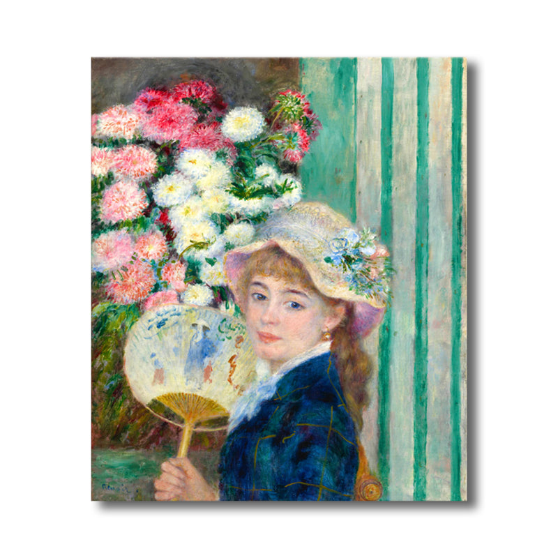 Vivolux | Texturiertes Dienstmädchen und Blumen Malerei Leinwand Impressionismus Stil Wanddruck für Spielzimmer