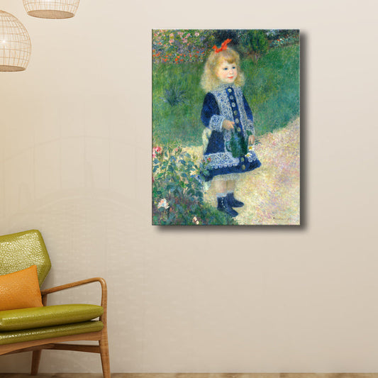 Vivolux | Stehendes kleines Mädchen Gemälde für das Mädchenzimmer in Blau, mehrere Größen erhältlich