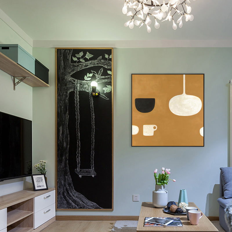 Vivolux | Cartoon-Becher Wanddekoration Skandinavische Textur Schlafzimmer Leinwand, Mehrere Größenoptionen