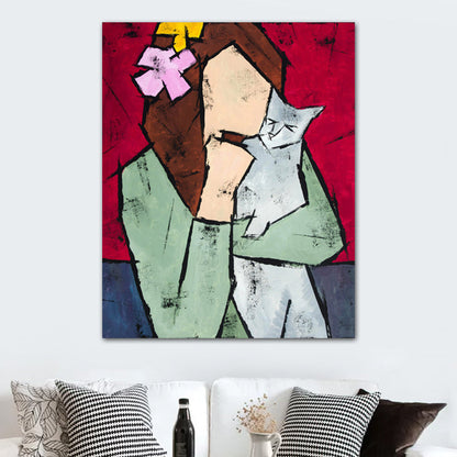 Vivolux | Abstrakter Expressionismus Haustierbesitzer Gemälde Leinwand Helle Farbe Ölmalerei Wanddekoration