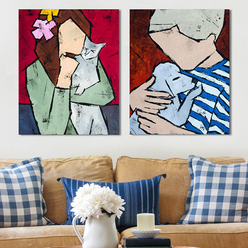 Vivolux | Abstrakter Expressionismus Haustierbesitzer Gemälde Leinwand Helle Farbe Ölmalerei Wanddekoration