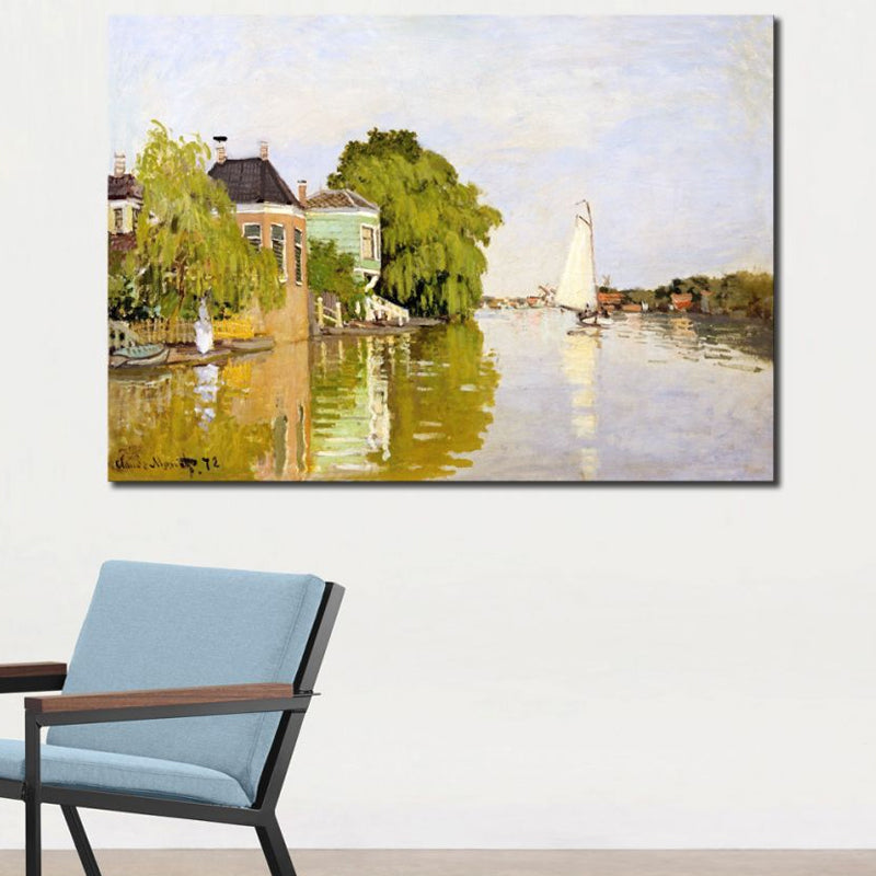 Vivolux | Canvas Pastellfarbige Wanddekoration Impressionismus Flusslandschaft Kunstdruck, Verschiedene Größen
