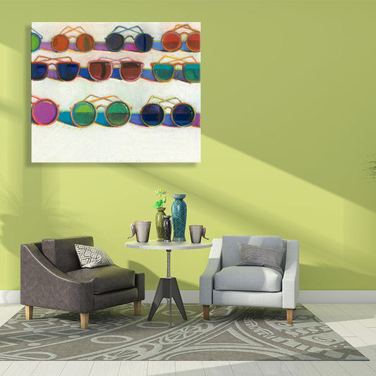 Vivolux | Sonnenbrillen-Leinwand für Badezimmer Ölgemälde Wandkunst Druck, Mehrere Größenoptionen
