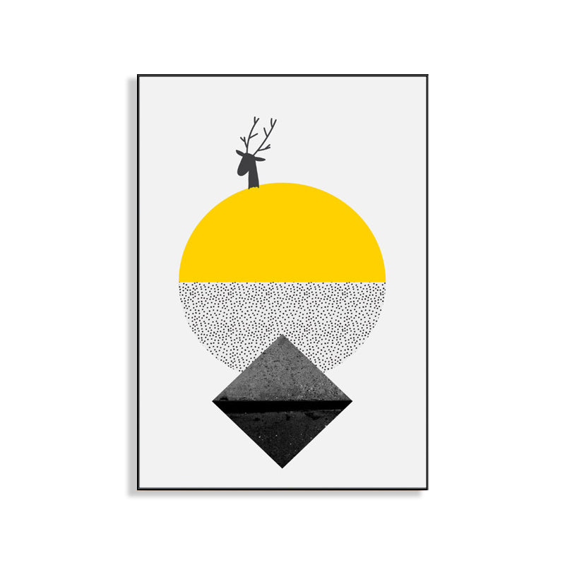 Vivolux | Gelbe neuartige geometrische Muster Malerei Illustration nordische strukturierte Leinwand für das Spielzimmer