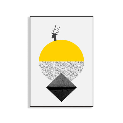 Vivolux | Gelbe neuartige geometrische Muster Malerei Illustration nordische strukturierte Leinwand für das Spielzimmer